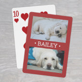 Moderner 2-Foto Hund oder irgendein Name Rot und W Spielkarten