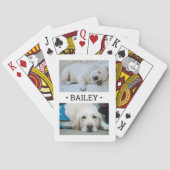 Moderner 2-Foto Hund oder Name weiß und schwarz Spielkarten (Rückseite)