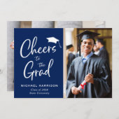 Moderner 2 Foto Navy Blue Abschluss Ankündigung (Vorne/Hinten)