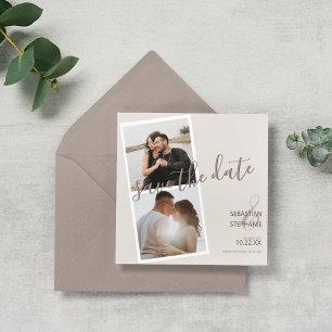 Moderner 2-Foto-Streifen Ankündigung der Verlobu