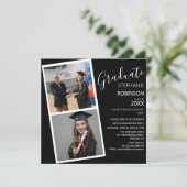 Moderner 2-Foto-Streifen | Graduierungspartei Ankündigung (Stehend Vorderseite)