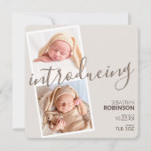 Moderner 2-Foto-Streifen | Neutrale Geburt Ankündigung (Vorderseite)