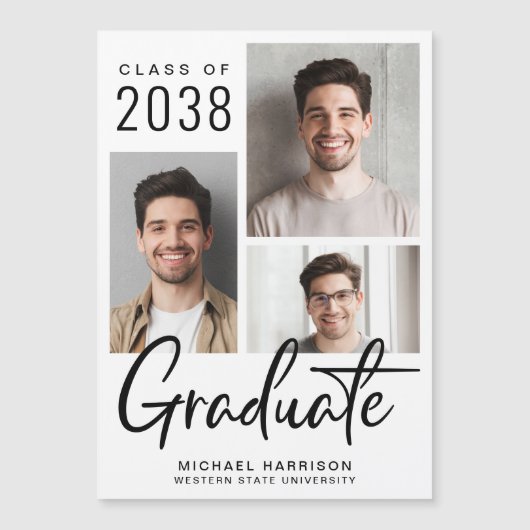 Moderner 3-Foto-Abschluss Magnetische Ankündigung (Vorderseite)