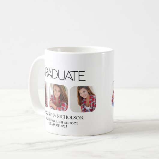 Moderner 3-Foto-Abschluss Sleek Kaffeetasse (Vorderseite Links)