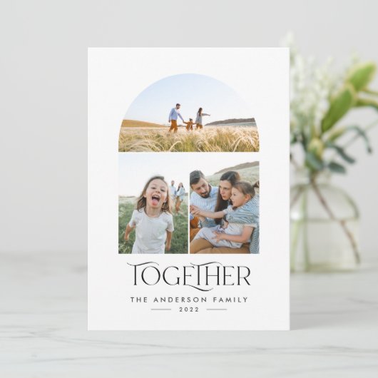 Moderner 3 Foto-Blauer Bogen mit Typografie (Stehend Vorderseite)