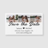 moderner 3-Foto-Collage Save the Date chic Magnet (Vorderseite)