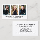 Moderner 3 Foto-Fotograf weiß Visitenkarte (Vorne/Hinten)