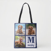 Moderner 3 Foto Monogramm Hund Lover Tasche (Vorderseite)