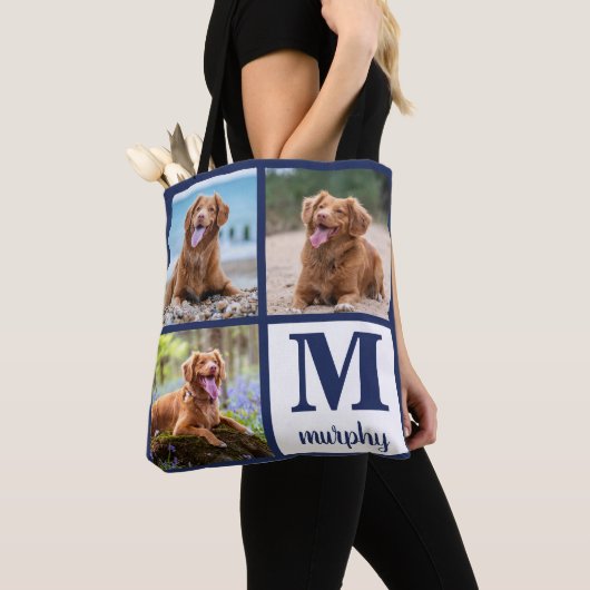 Moderner 3 Foto Monogramm Hund Lover Tasche (Von Nahem)