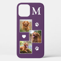 Moderner 3-Foto-Monogramm-Lila Katzen Haustier Hun