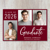 Moderner 3 Foto Script Burgundy Abschluss Ankündigung