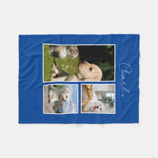 Moderner 3-Fotolack-Hund Fleecedecke (Vorderseite (Horizontal))