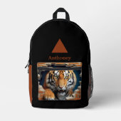 Moderner 3D-Tiger mit anpassbarem Namen Bedruckter Rucksack (Vorderseite)