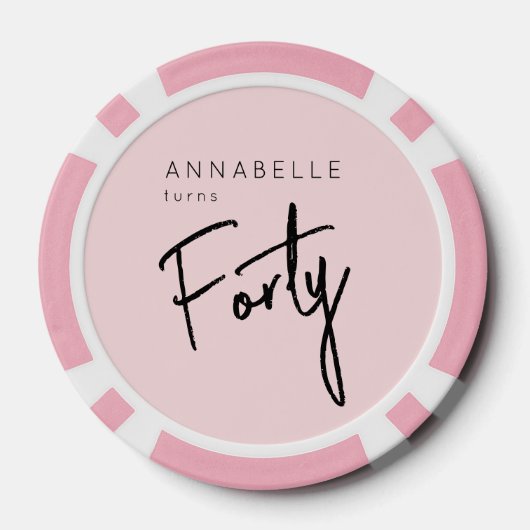 Moderner 40. 40. Geburtstag Pokerchips (Rückseite)