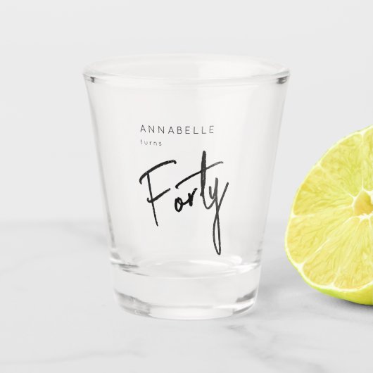 Moderner 40. 40. Geburtstag Schnapsglas (Vorderseite)