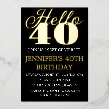 Moderner 40. Geburtstag Black Gold Foil QR Code 40