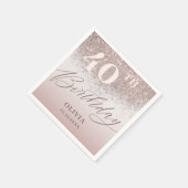 Moderner 40. Geburtstag Party Rose Gold Glitzer Serviette (Ecke)