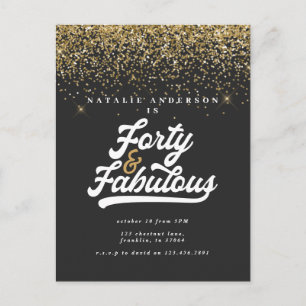 Moderner 40-jähriger und fabelhafter Geburtstag in Postkarte