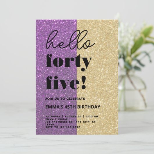 Moderner 45. Geburtstag Einladung (Stehend Vorderseite)