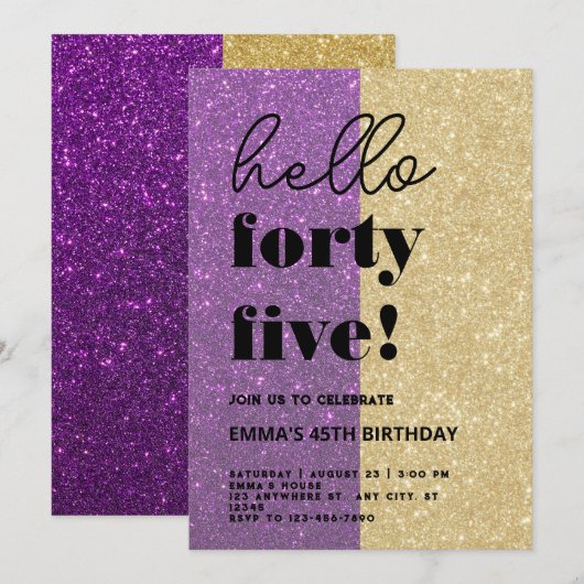 Moderner 45. Geburtstag Einladung (Vorne/Hinten)