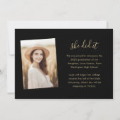 Moderner 4-Foto Abschluss Collage Black and Gold Ankündigung (Rückseite)