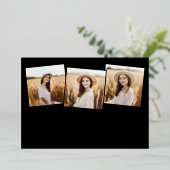 Moderner 4-Foto Abschluss Collage Black and Gold Folieneinladung (Stehend vorne)