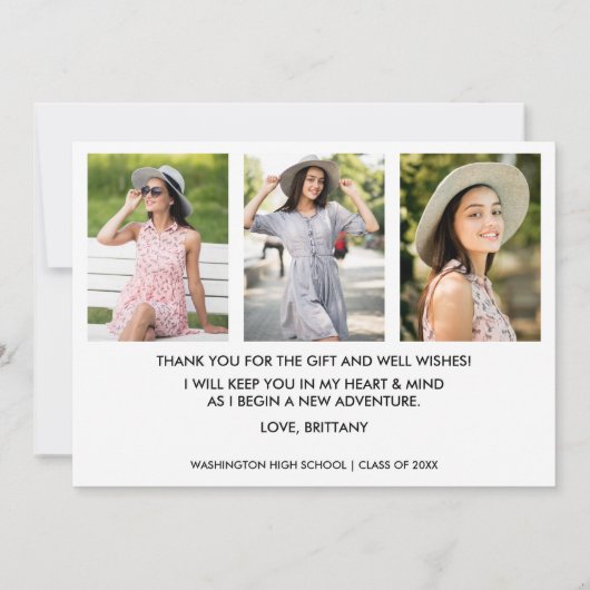 Moderner 4-Foto-Abschluss Danke Karte W (Rückseite)