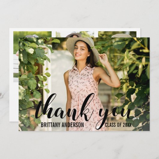 Moderner 4-Foto-Abschluss Danke Karte W (Vorne/Hinten)