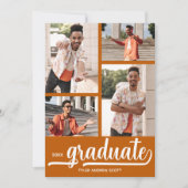 Moderner 4 Foto Burnt Orange Abschluss Ankündigung (Vorderseite)