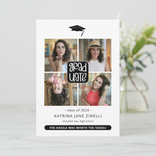 Moderner 4-Foto Collage Abschluss Ankündigung (Stehend Vorderseite)