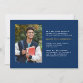 Moderner 4 Foto Collage Blue Gold Abschluss Ankündigung (Rückseite)