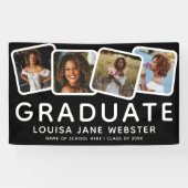 Moderner 4-Foto Collage Graduate Abschluss Black Banner (Horizontal)