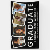 Moderner 4-Foto Collage Graduate Abschluss Black Banner (Vertikal)