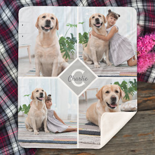 Moderner 4-Foto-Collage Haustier Hund Sherpadecke