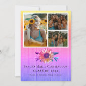 Moderner 4-Foto Collage Rainbow-Abschluss Ankündigung (Vorderseite)