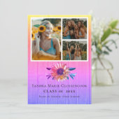 Moderner 4-Foto Collage Rainbow-Abschluss Ankündigung (Stehend Vorderseite)