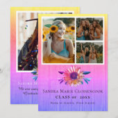 Moderner 4-Foto Collage Rainbow-Abschluss Ankündigung (Vorne/Hinten)