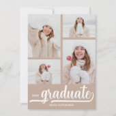 Moderner 4 Foto Collage Taupe Abschluss Einladung