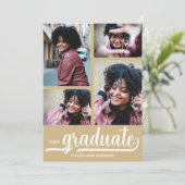 Moderner 4 Foto Gold Abschluss Ankündigung (Stehend Vorderseite)