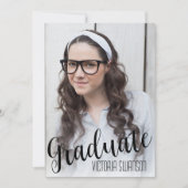 Moderner 4 Foto Schwarz/Weiß Abschluss Einladung (Vorderseite)