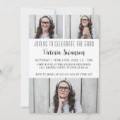 Moderner 4 Foto Schwarz/Weiß Abschluss Einladung (Rückseite)