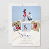 Moderner 4-Foto-Strand Save the Date Einladung (Vorderseite)