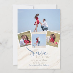 Moderner 4-Foto-Strand Save the Date Einladung