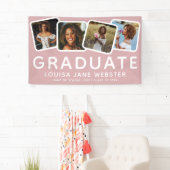 Moderner 4-Fotocollage Graduate Abschluss Pink Banner (Insitu)