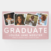Moderner 4-Fotocollage Graduate Abschluss Pink Banner (Horizontal)