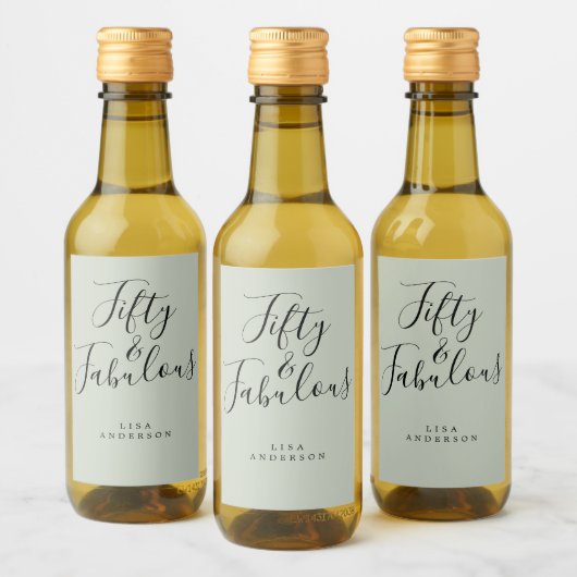 Moderner 50 fabelhafter grüner Individuelle Name 5 Weinetikett (Flaschen)