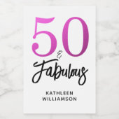 Moderner 50 fabelhafter Individuelle Name 50. Gebu Weinetikett (Einzelnes Label)