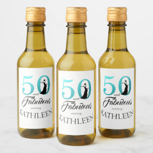 Moderner 50 fabelhafter Individuelle Name 50. Gebu Weinetikett