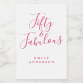 Moderner 50 fabelhafter rosa Individuelle Name 50. Weinetikett (Einzelnes Label)