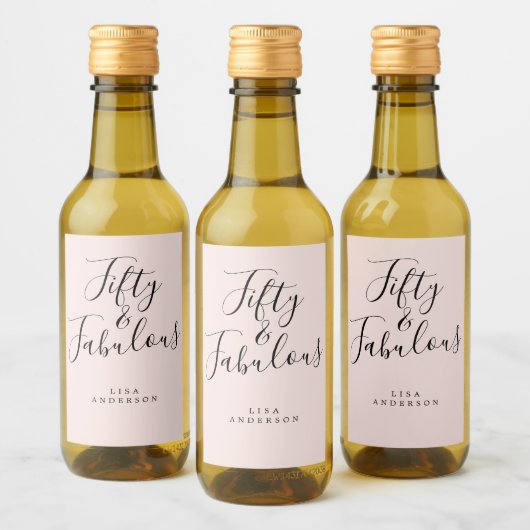 Moderner 50 fabelhafter rosa Individuelle Name 50. Weinetikett (Flaschen)